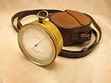 Troughton & Simms 19th century pocket barometer in leather case